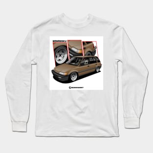 Boso brown wagon tri background Long Sleeve T-Shirt